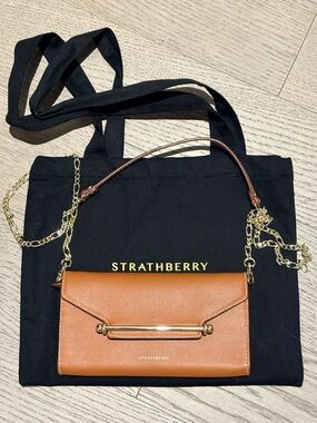 Strathberry Multrees Chain Wallet Chestnut